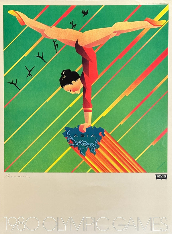 Moscow Olympics, Gymnastics (Signed) - Authentic Vintage Poster