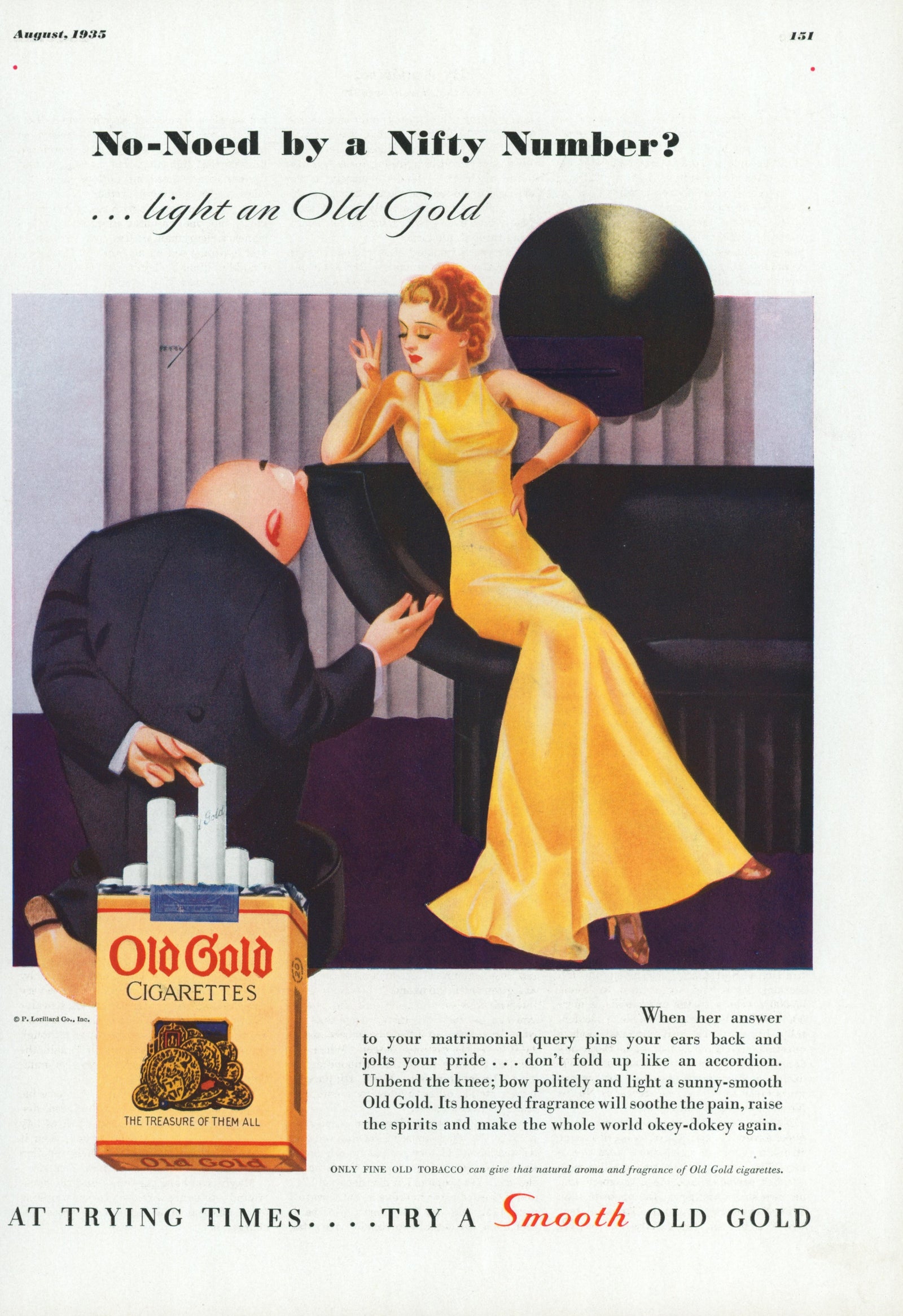 Vintage Advertising Art by George Petty- Old Gold - Authentic Vintage Vintage Ad