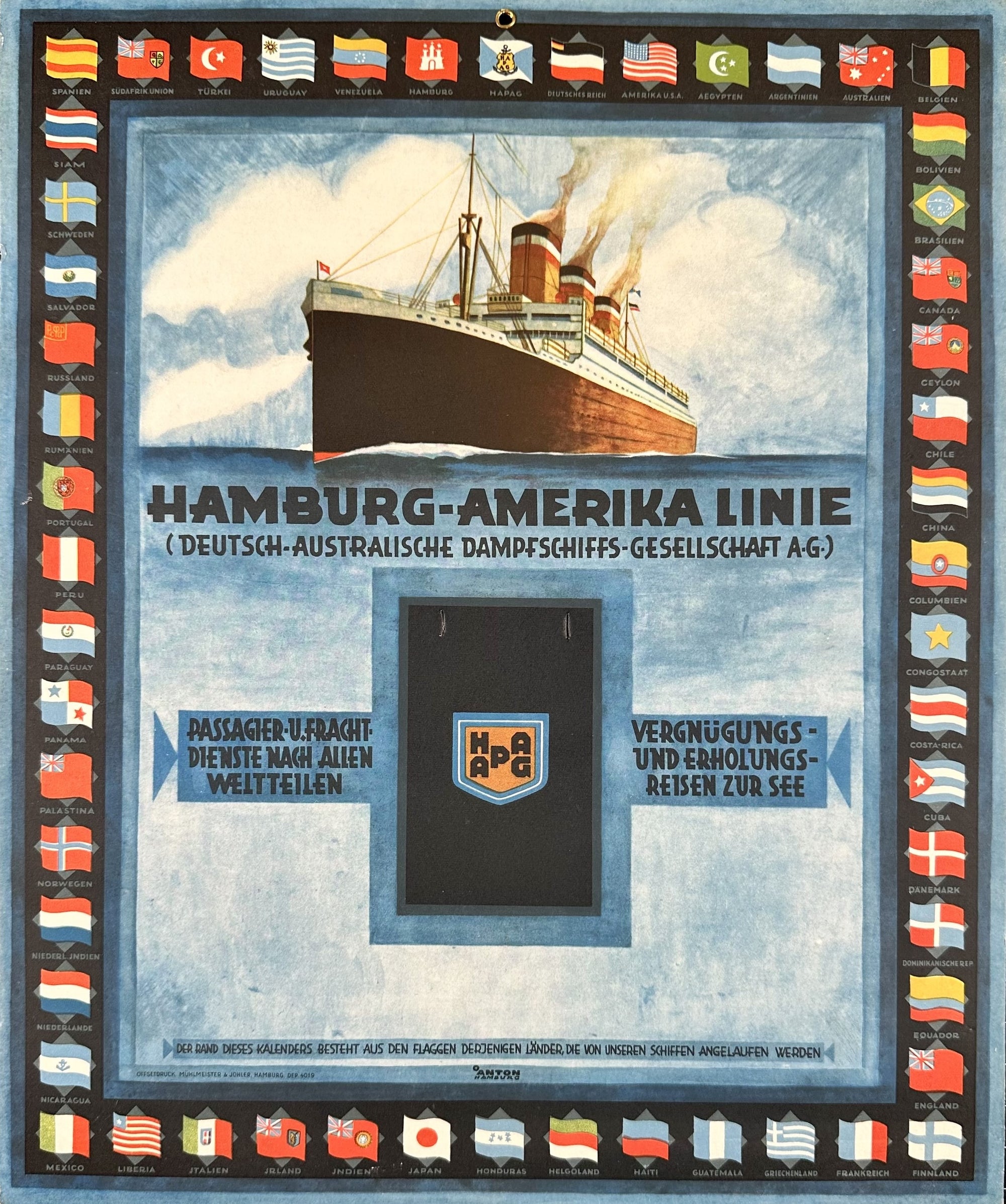 Hamburg-Amerika Linie- Window Card - Authentic Vintage Window Card