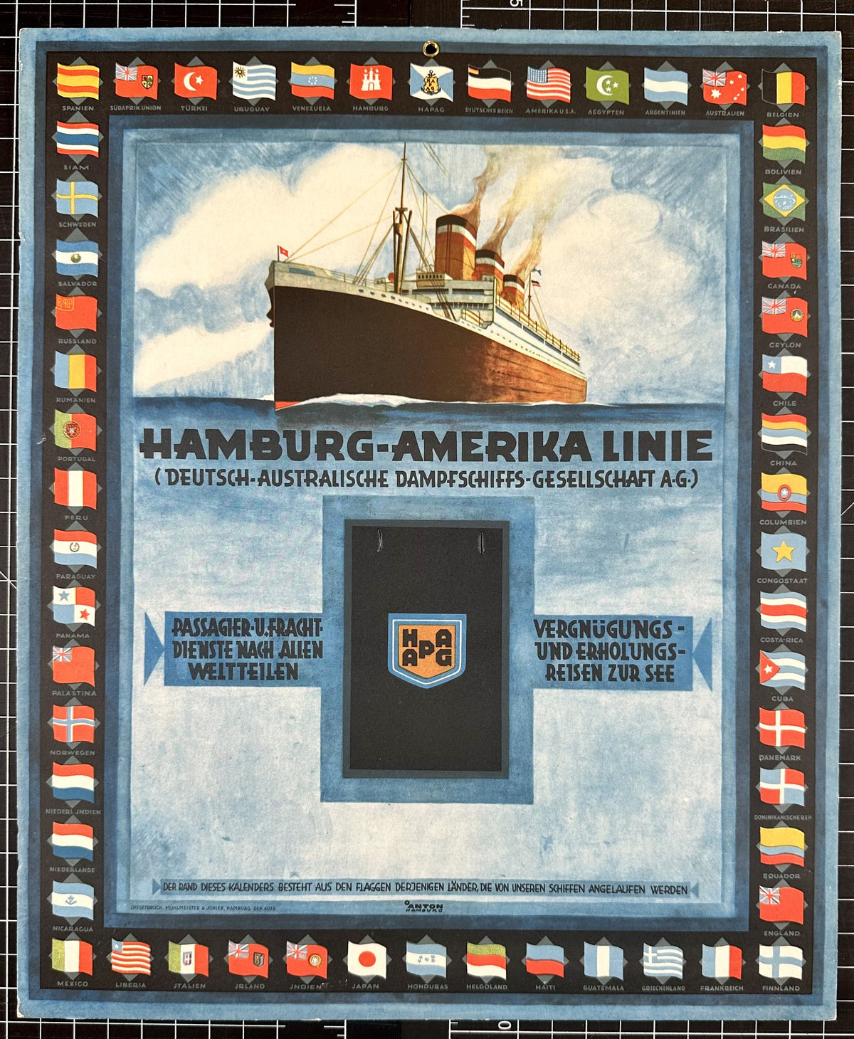 Hamburg-Amerika Linie- Window Card - Authentic Vintage Window Card