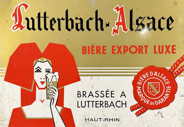 Alsace, Bière Luxe- Metal Sign - Authentic Vintage Window Card