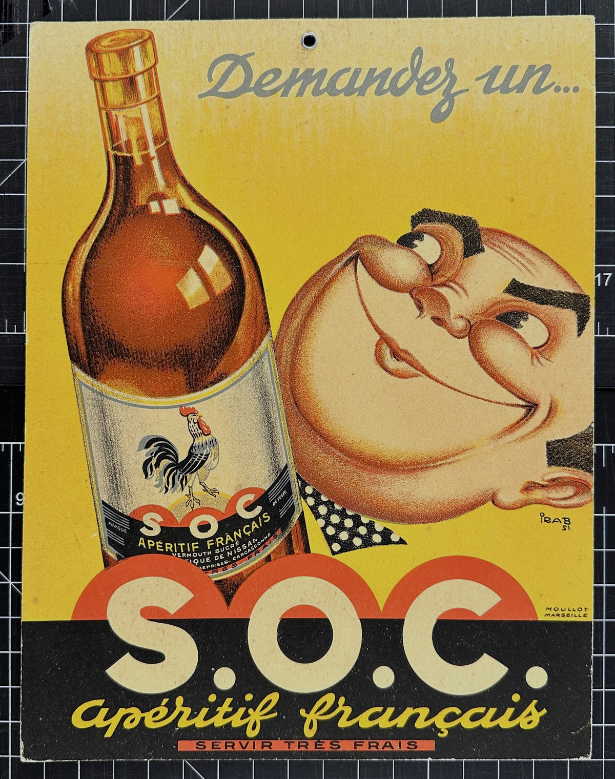 S.O.C, Apértif Français- Window Card - Authentic Vintage Window Card