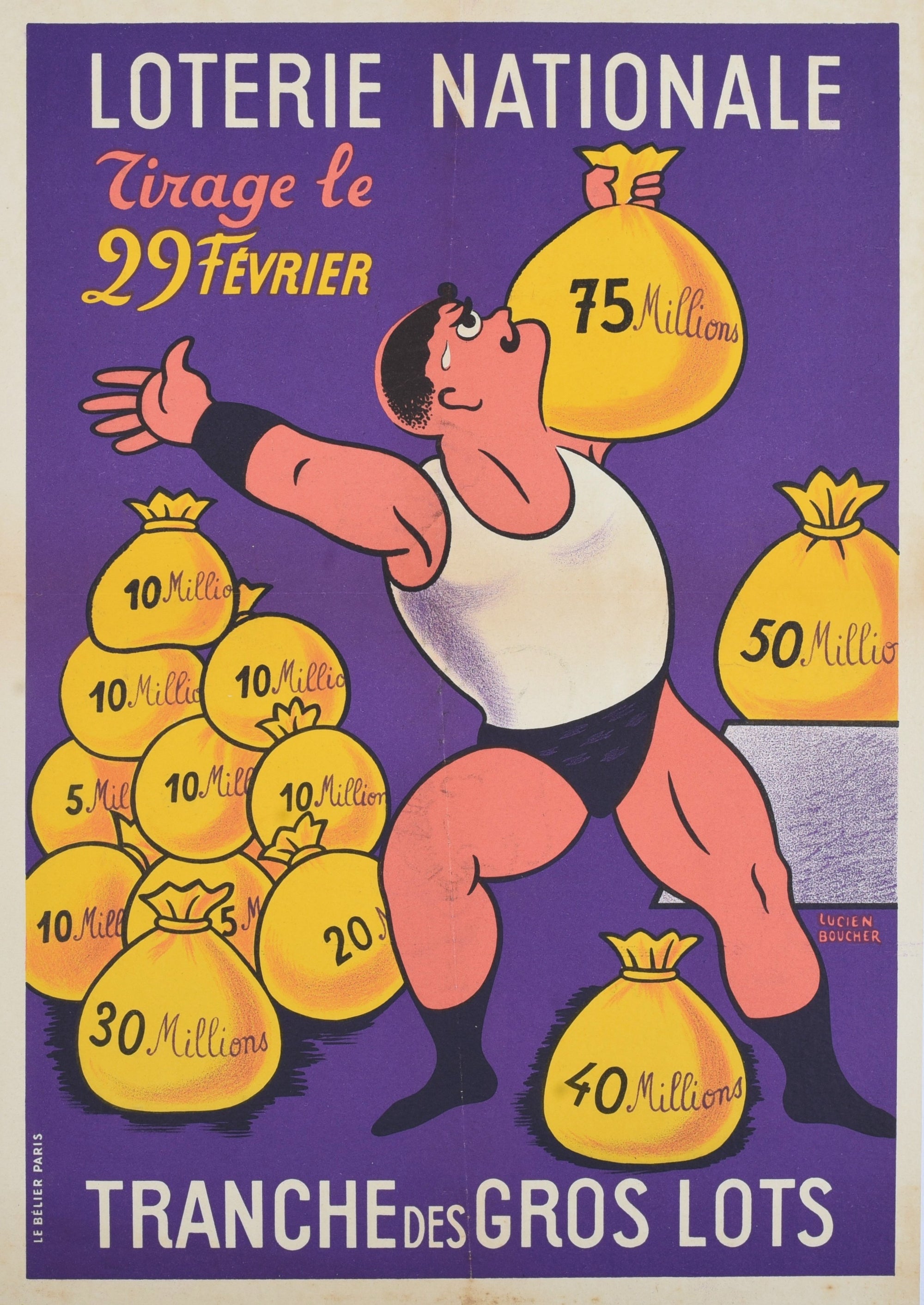 Gros Lots, Loterie Nationale - Authentic Vintage Poster