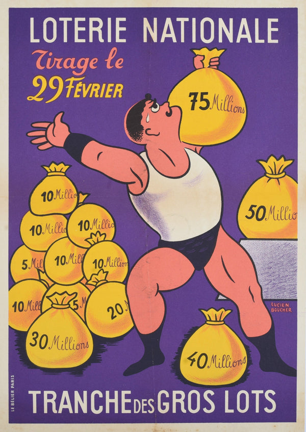 Gros Lots, Loterie Nationale - Authentic Vintage Poster