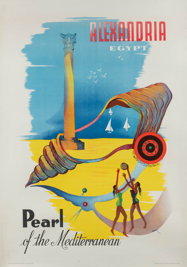 Pearl of the Mediterranean- Alexiandria, Egypt - Authentic Vintage Poster