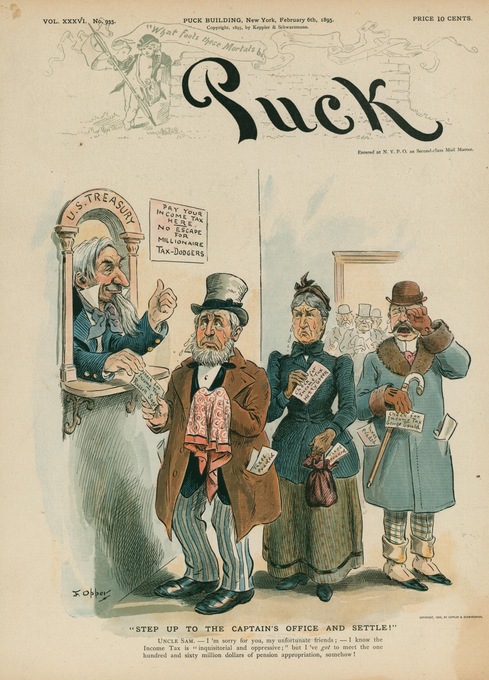 Captain's Office- Puck Magazine - Authentic Vintage Cover Art