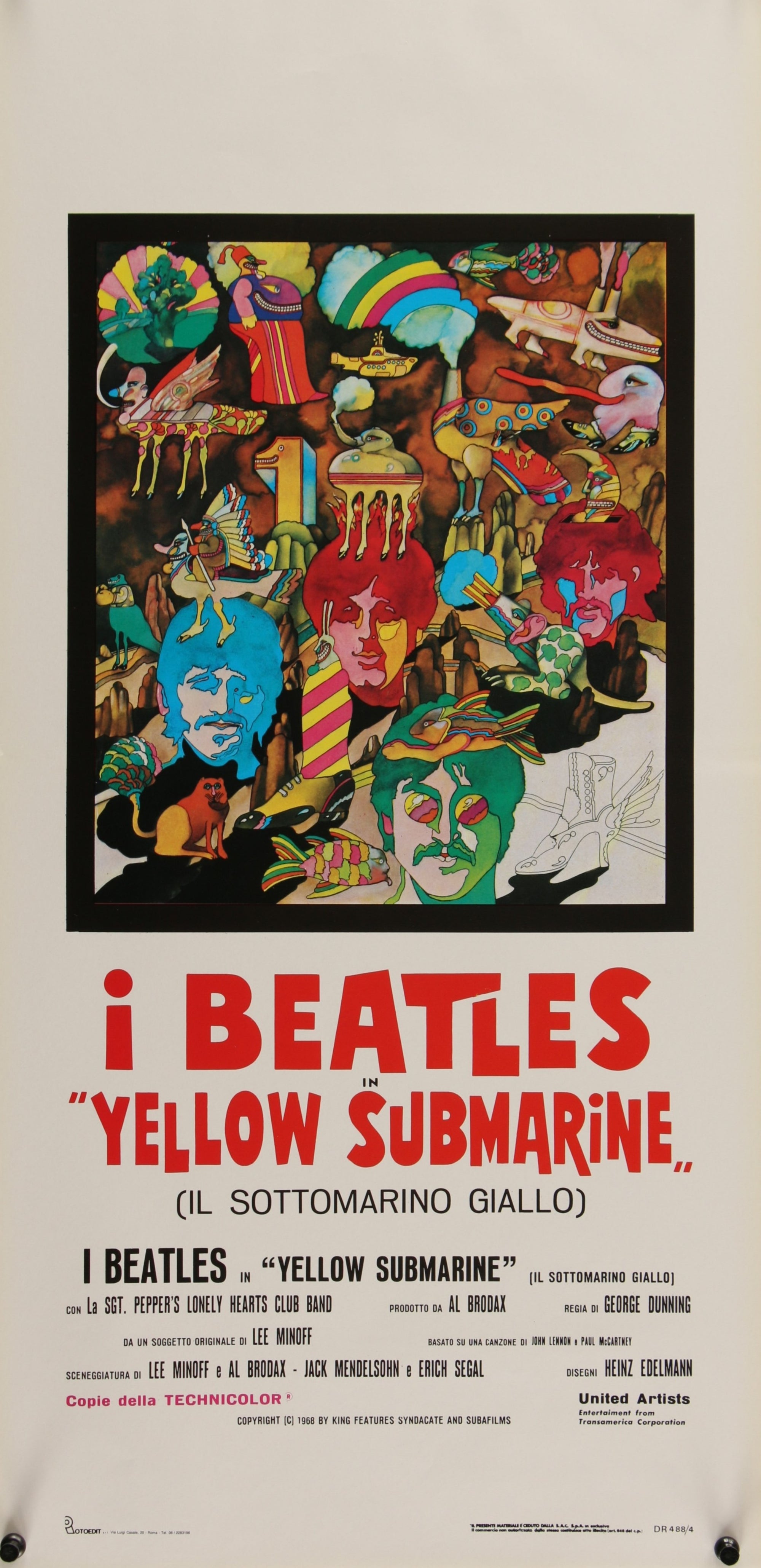 The Beatles, Yellow Submarine- Italian Release - Authentic Vintage Poster