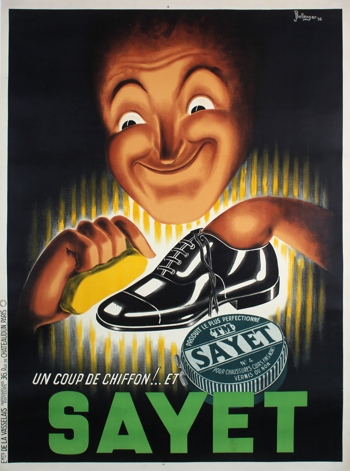 Sayet Shoe Polish by Bellenger - Authentic Vintage Poster