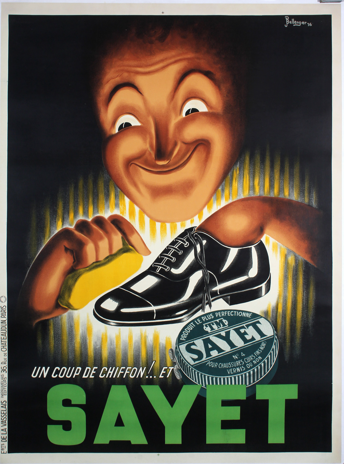 Sayet Shoe Polish by Bellenger - Authentic Vintage Poster