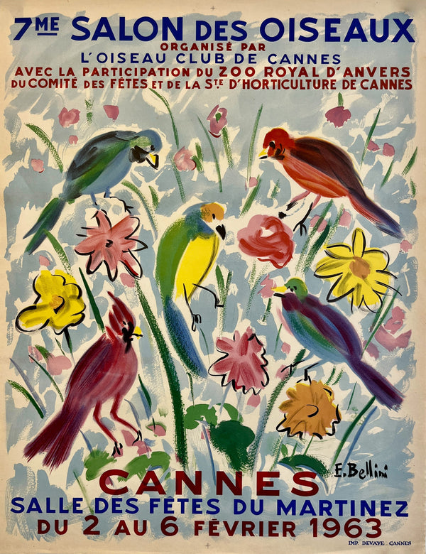 Salon des Oiseaux, Cannes - Authentic Vintage Poster