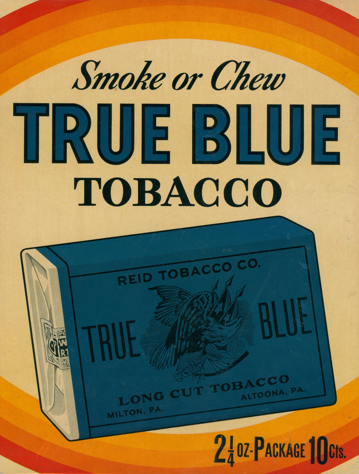 True Blue Tobacco - Authentic Vintage Window Card