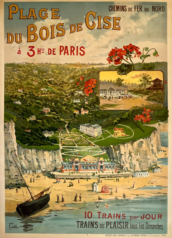 Plage du Bois de Cise, French Railways - Authentic Vintage Poster