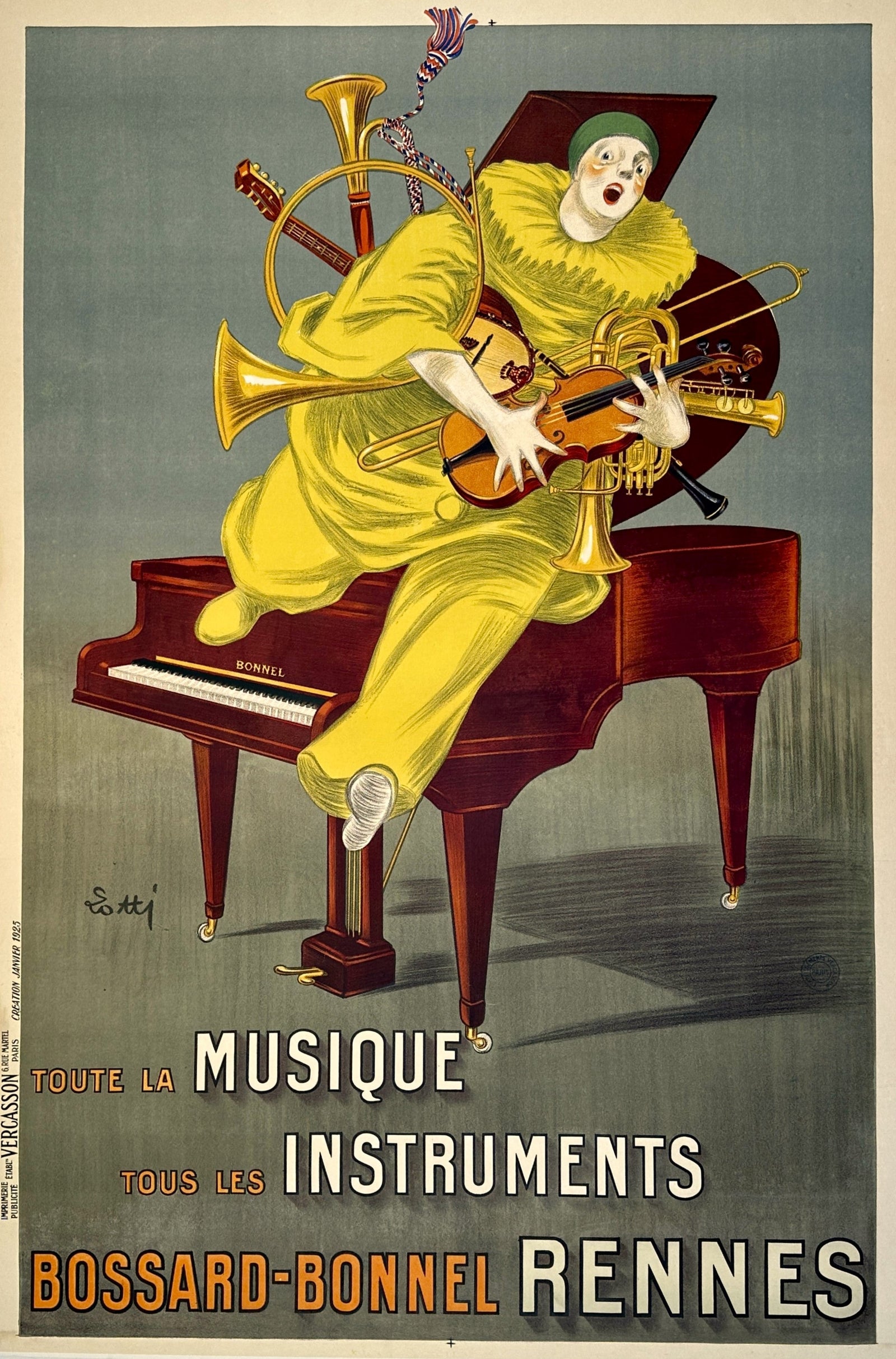 Musique Instruments by Betto Lotti - Authentic Vintage Poster