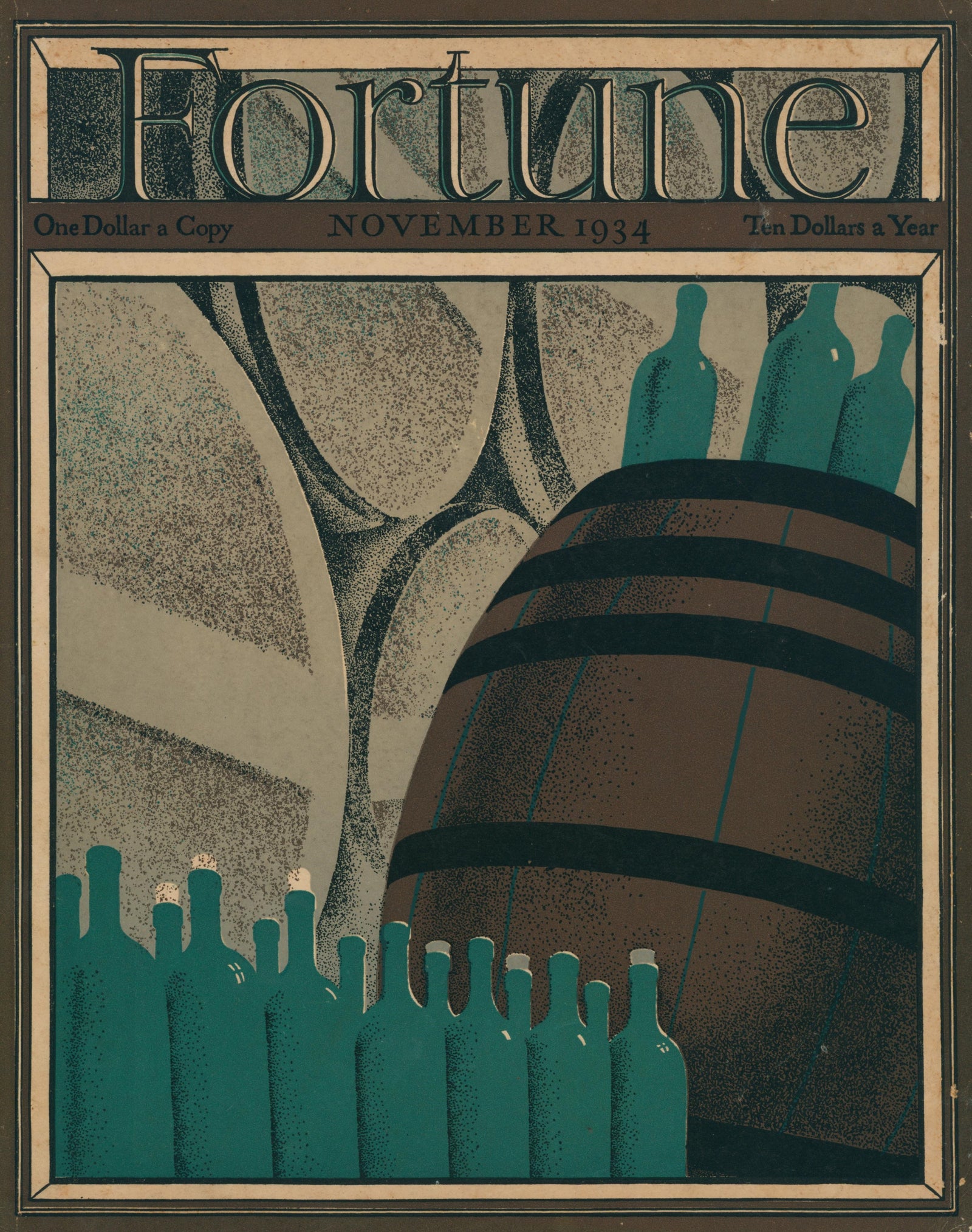 Bottling Wine- Fortune Magazine - Authentic Vintage Cover Art