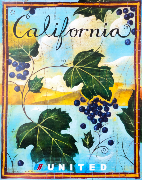 Visit California, United Airlines - Authentic Vintage Poster