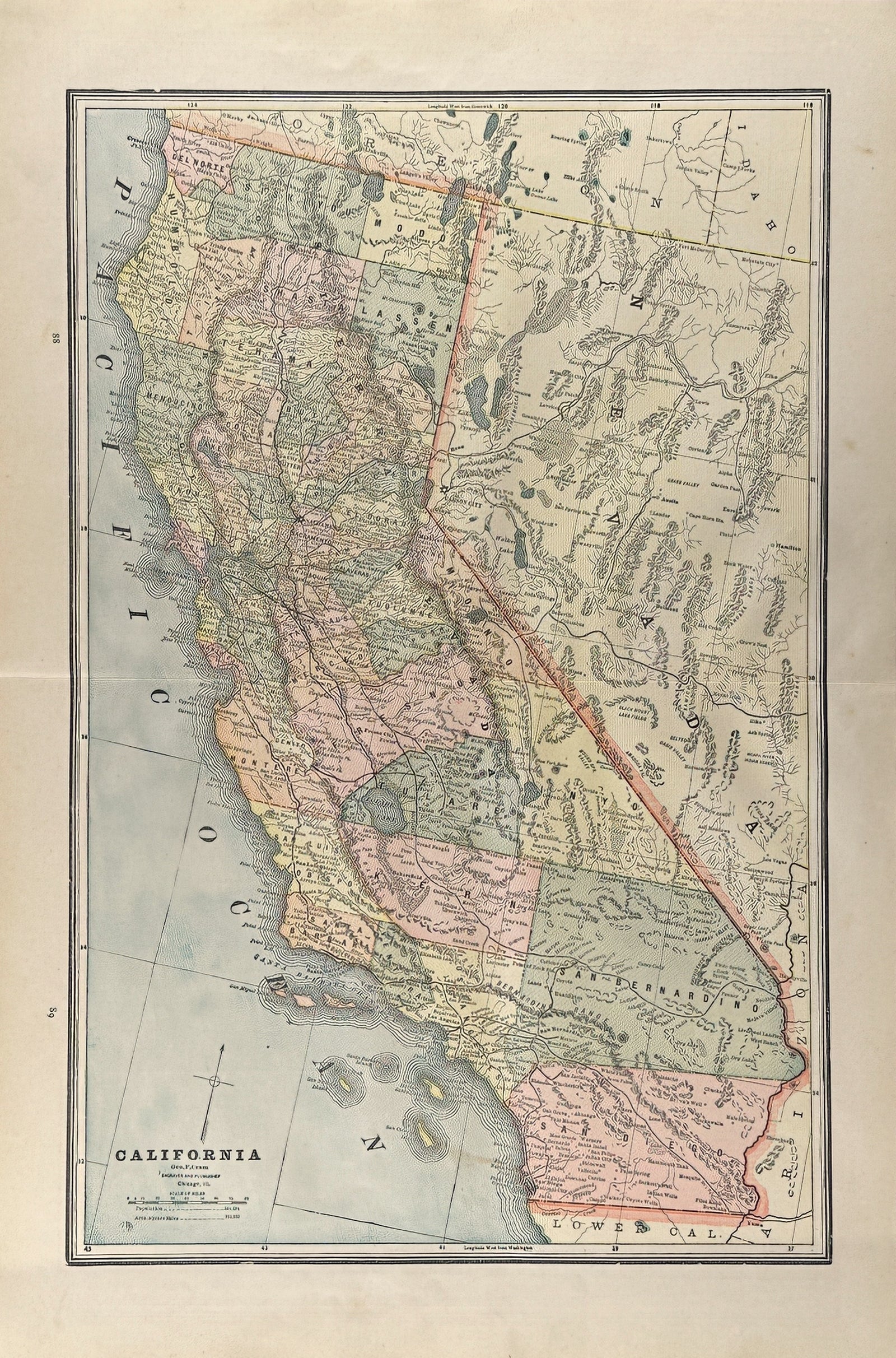 California- Cram’s Atlas - Authentic Vintage Map
