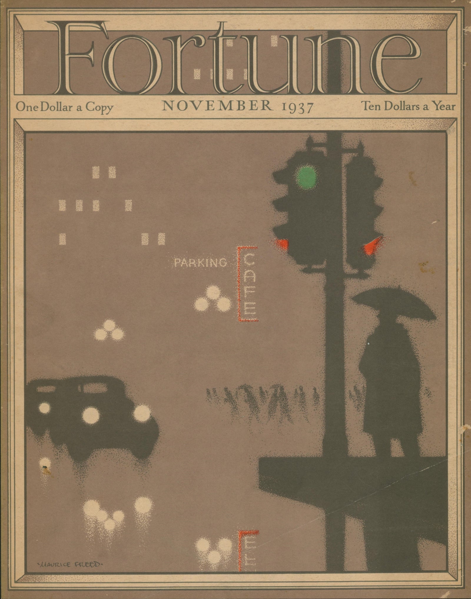 City Shadows- Fortune Magazine - Authentic Vintage Cover Art