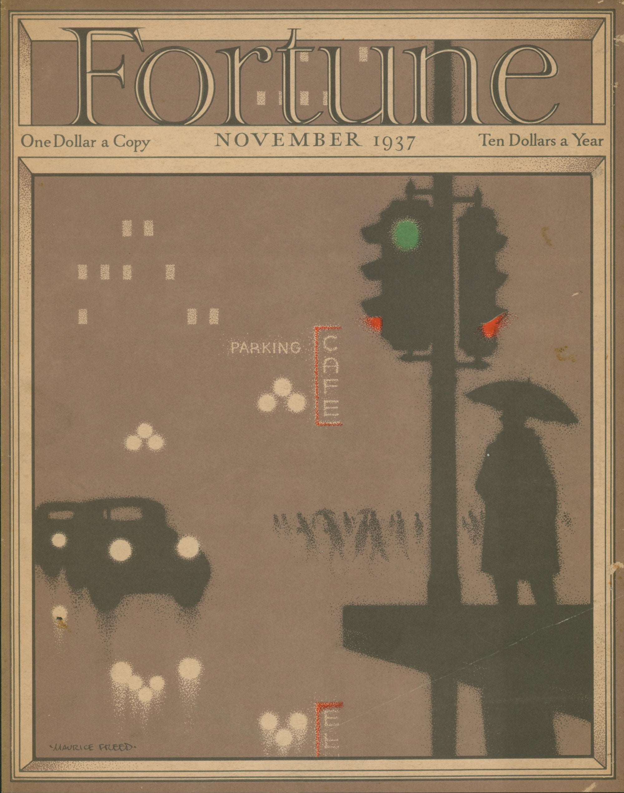 City Shadows- Fortune Magazine - Authentic Vintage Cover Art