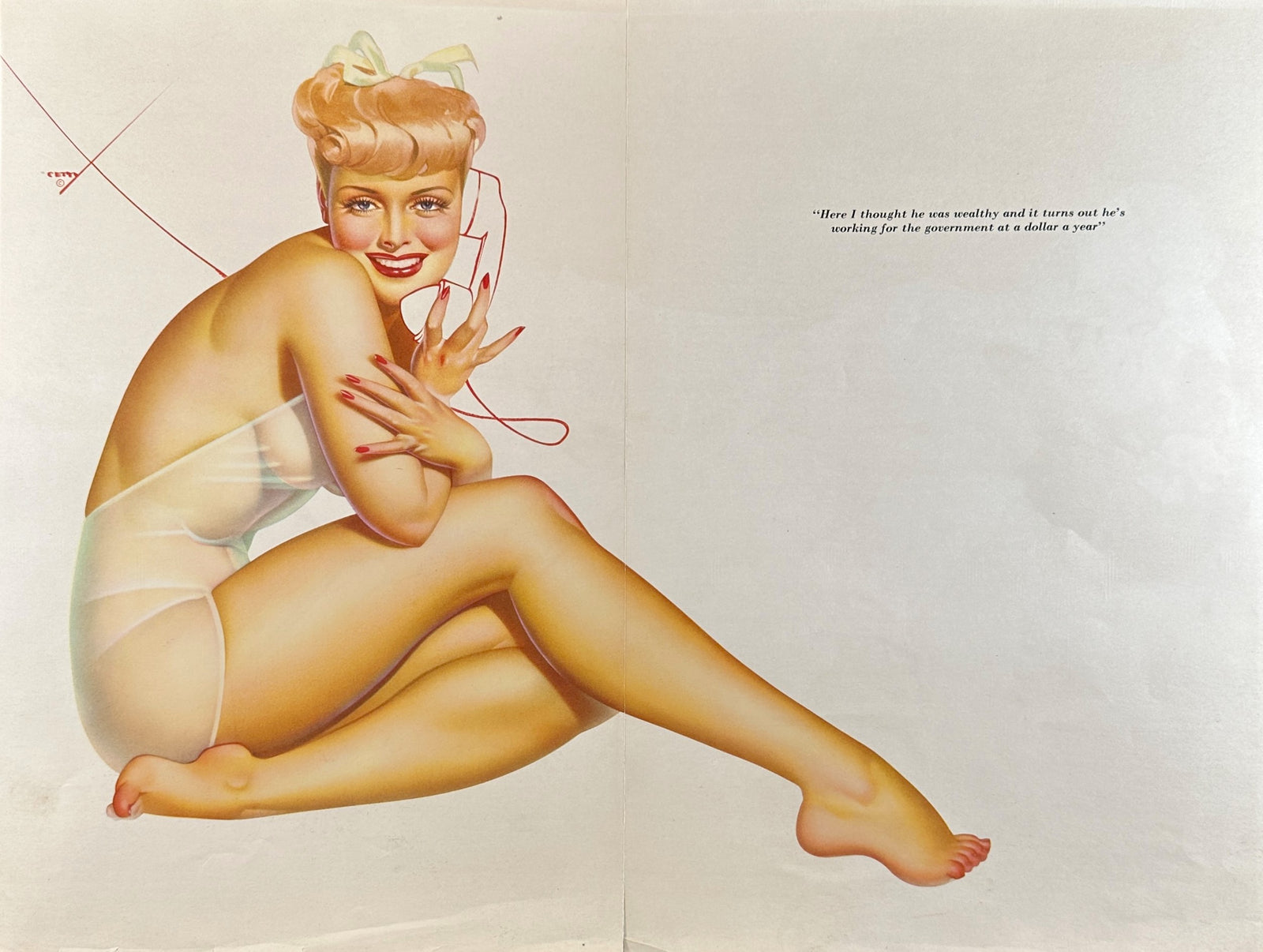 George Petty Centerfold- Esquire - Authentic Vintage Illustration