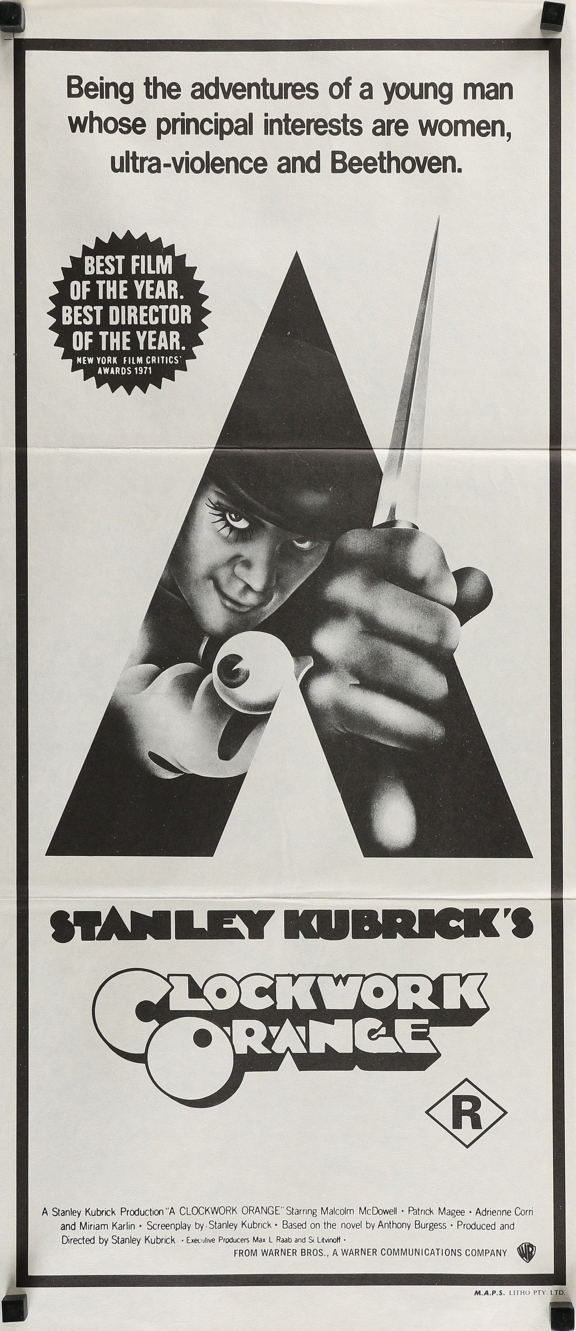 Clockwork Orange- Australian Daybill - Authentic Vintage Poster