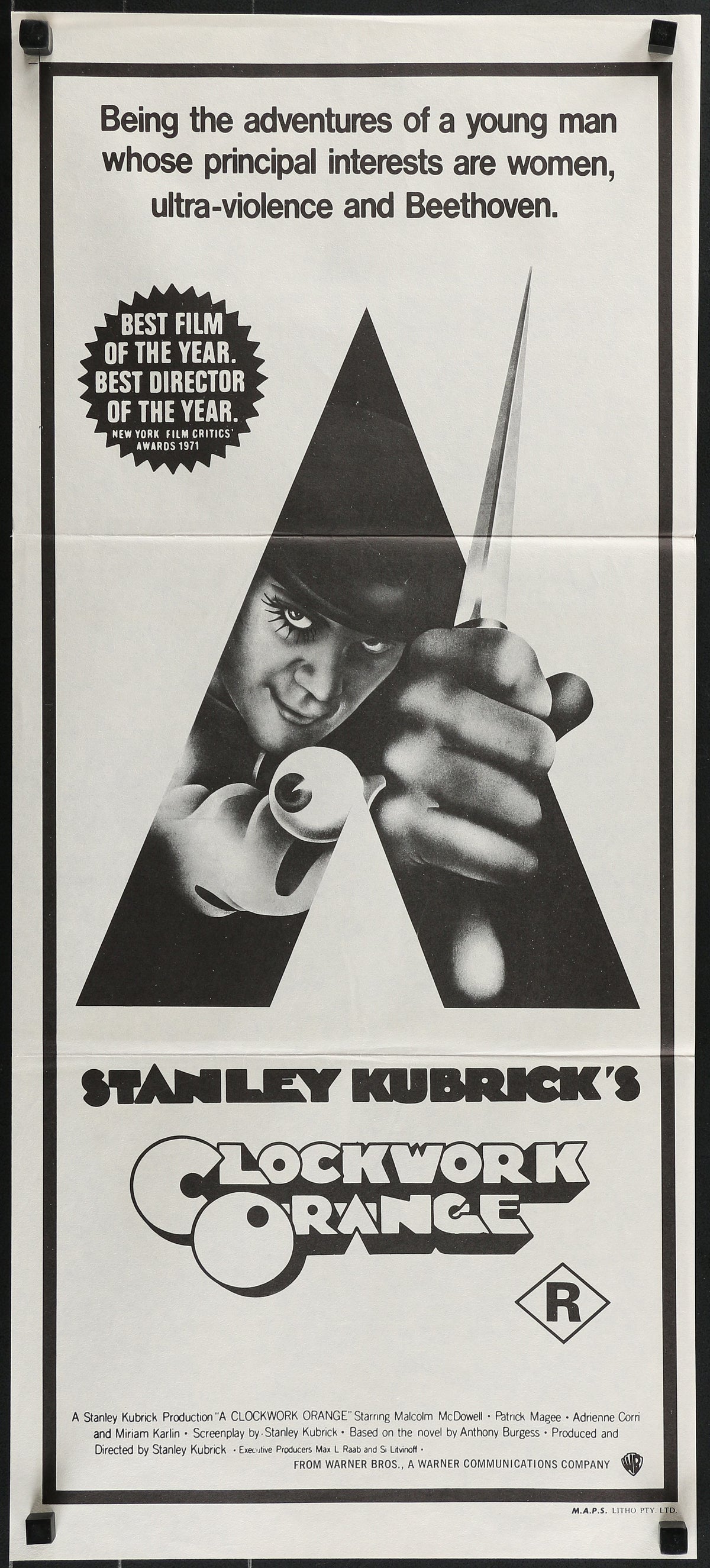 Clockwork Orange- Australian Daybill - Authentic Vintage Poster