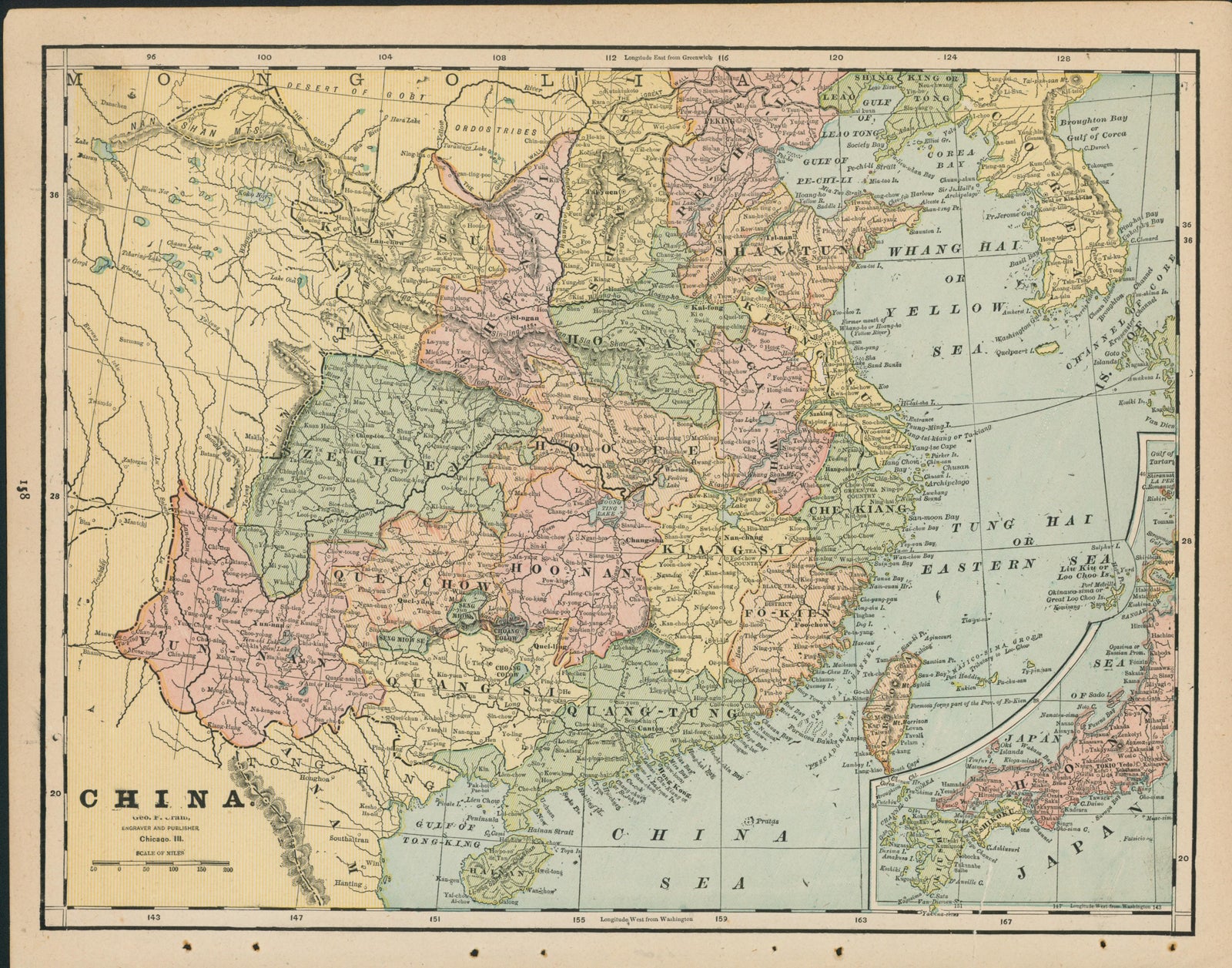 China- Cram's Atlas - Authentic Vintage Map