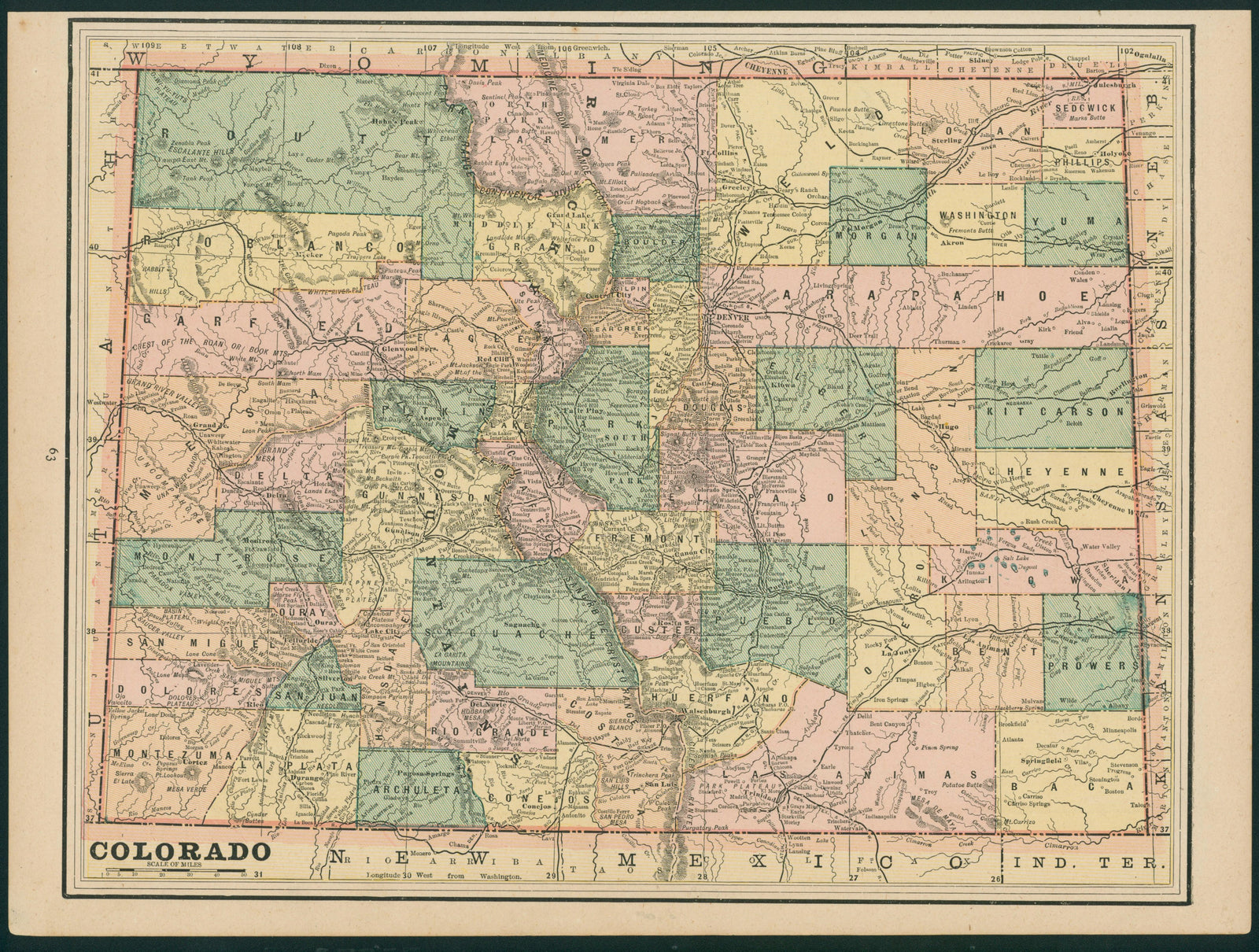 Colorado- Cram's Atlas - Authentic Vintage Map