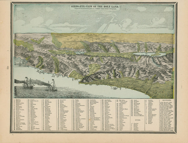 The Holy Land- Cram's Atlas - Authentic Vintage Map