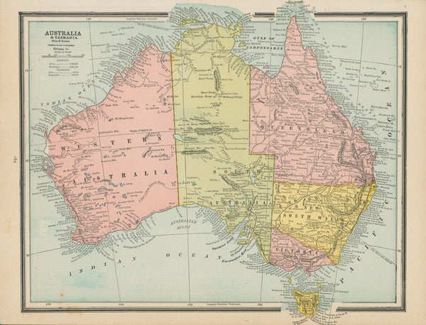 Australia- Cram's Atlas - Authentic Vintage Map