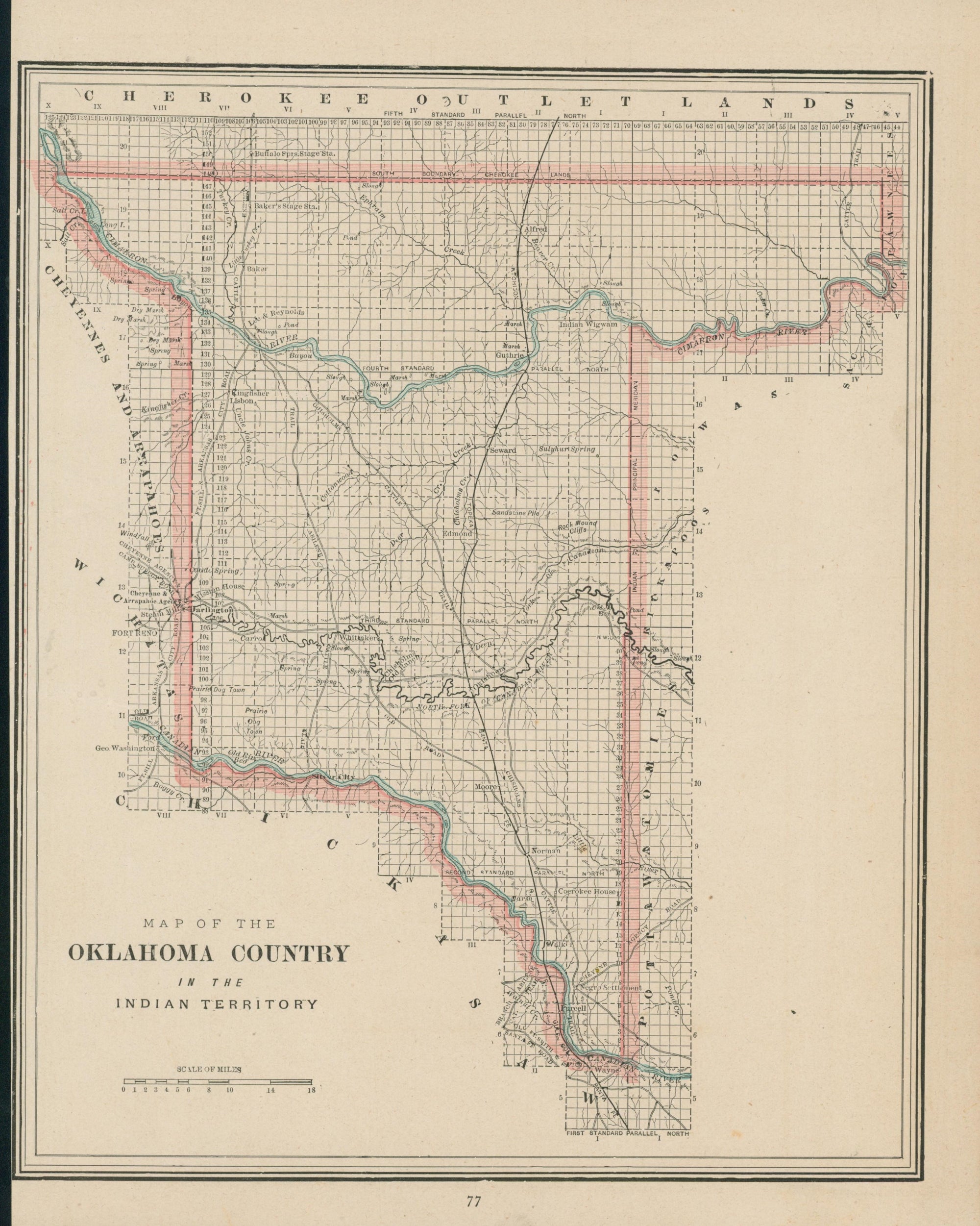 Oklahoma, Indian Territory- Cram's Atlas - Authentic Vintage Map