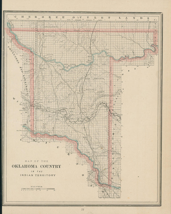 Oklahoma, Indian Territory- Cram's Atlas - Authentic Vintage Map