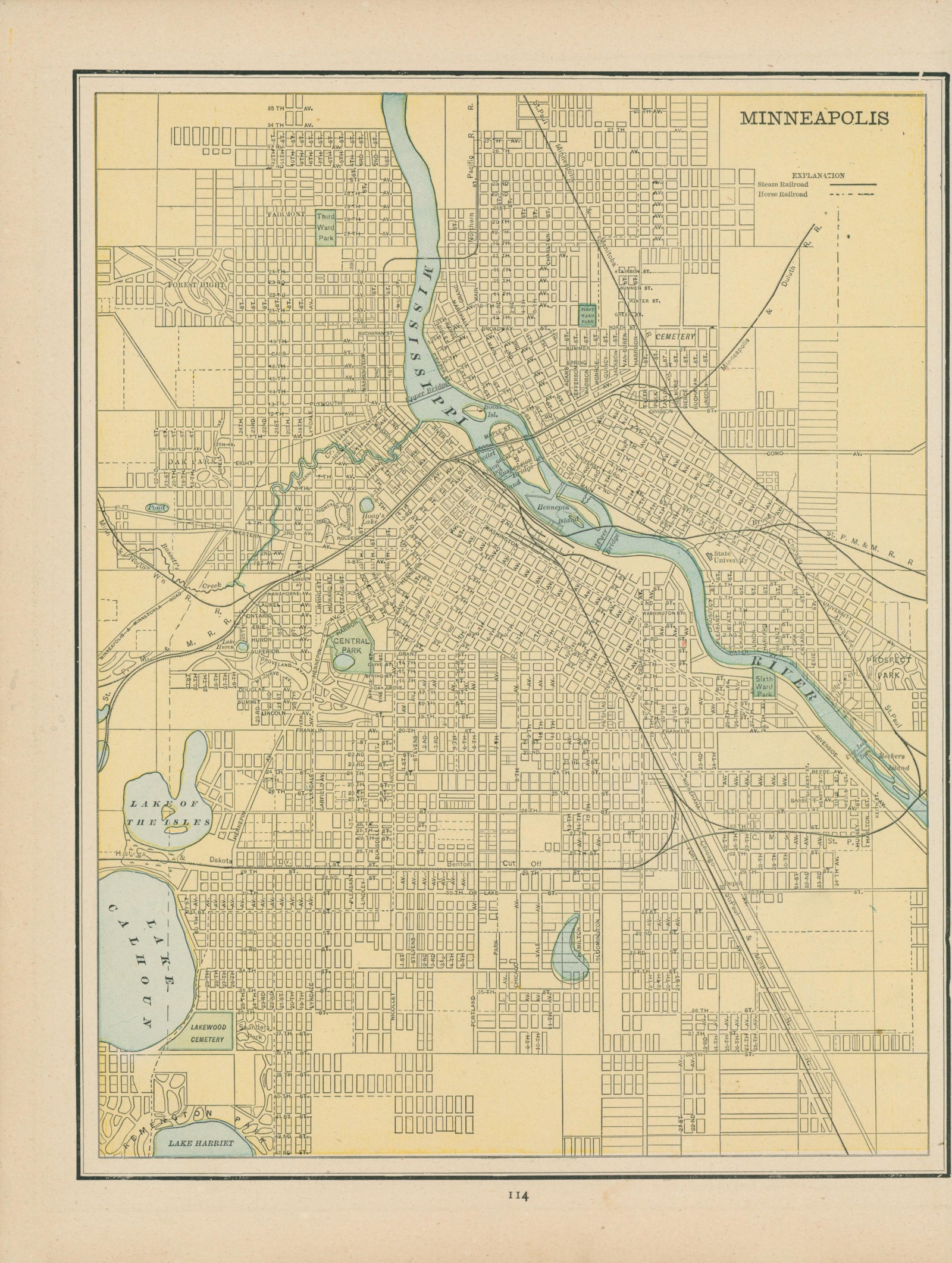 Minneapolis, Minnesota- Cram's Atlas - Authentic Vintage Map