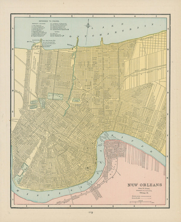 New Orleans- Cram's Atlas - Authentic Vintage Map