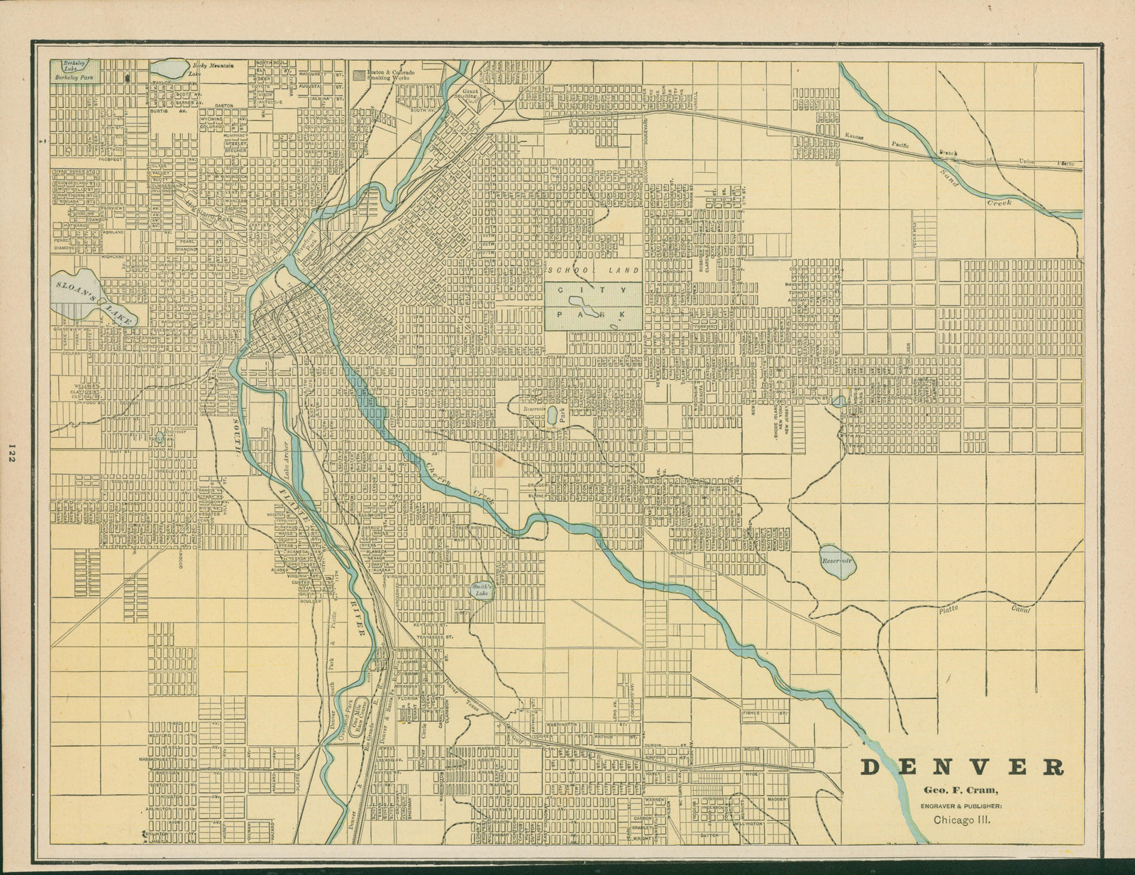 Denver, Colorado- Cram's Atlas - Authentic Vintage Map