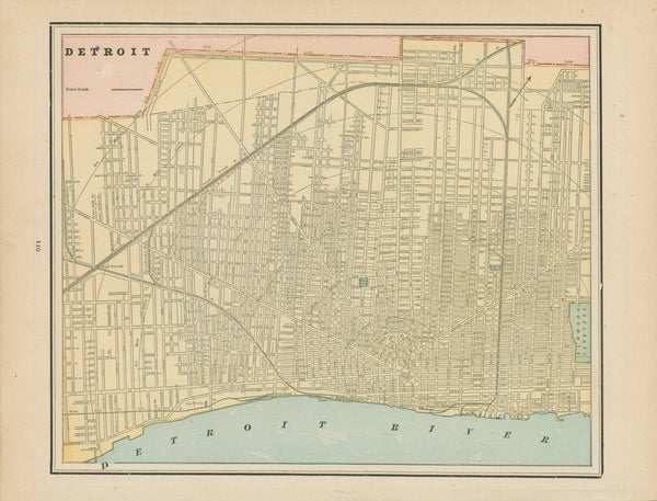 Detroit, Michigan- Cram's Atlas - Authentic Vintage Map