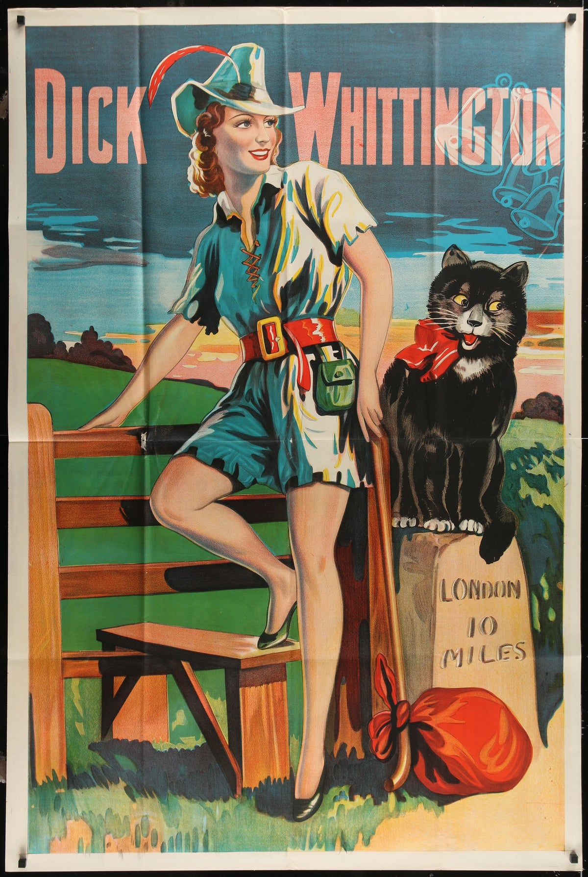 Dick Whittington, English Stageplay - Authentic Vintage Poster