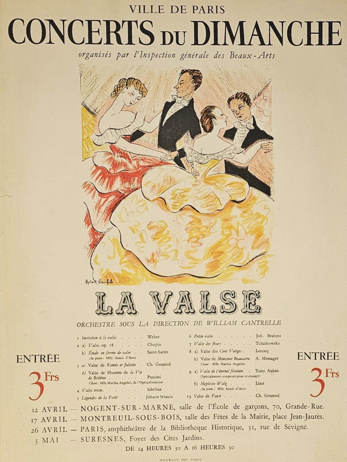 Concerts du Dimanche - Authentic Vintage Poster