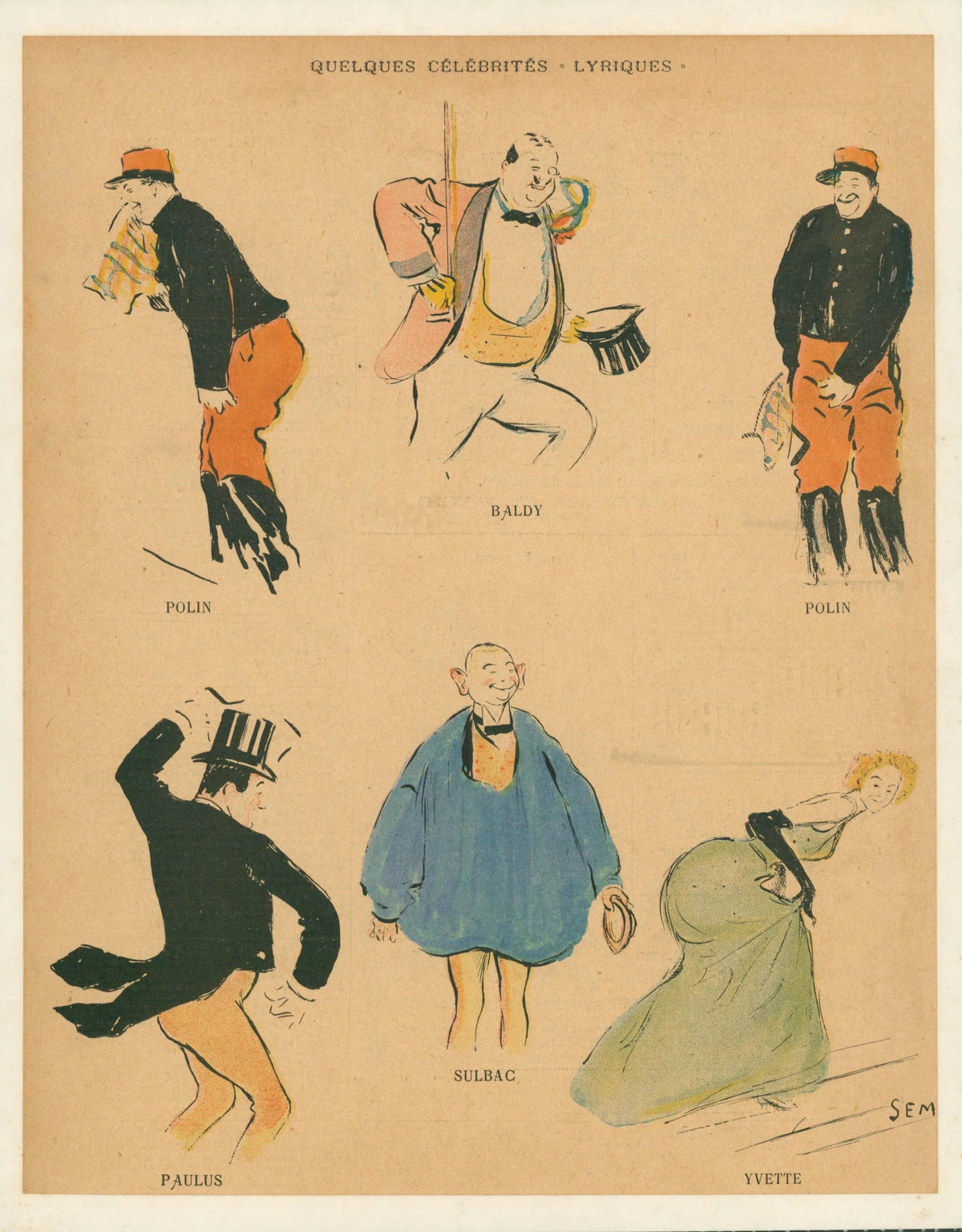 Some Lyric Celebrities- Le Rire - Original Antique Print: