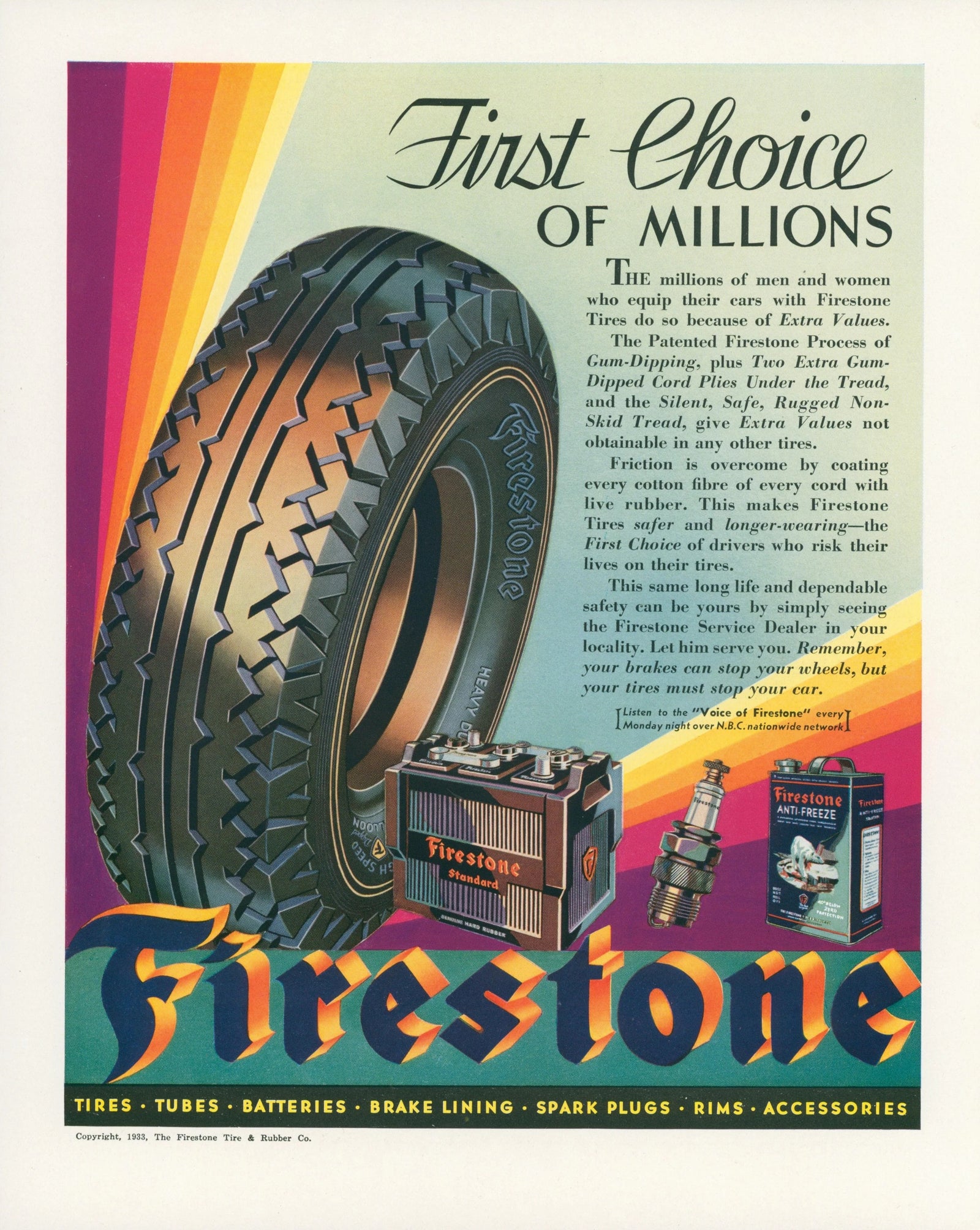 Firestone Tires- Vintage Ad - Original Vintage Ad: