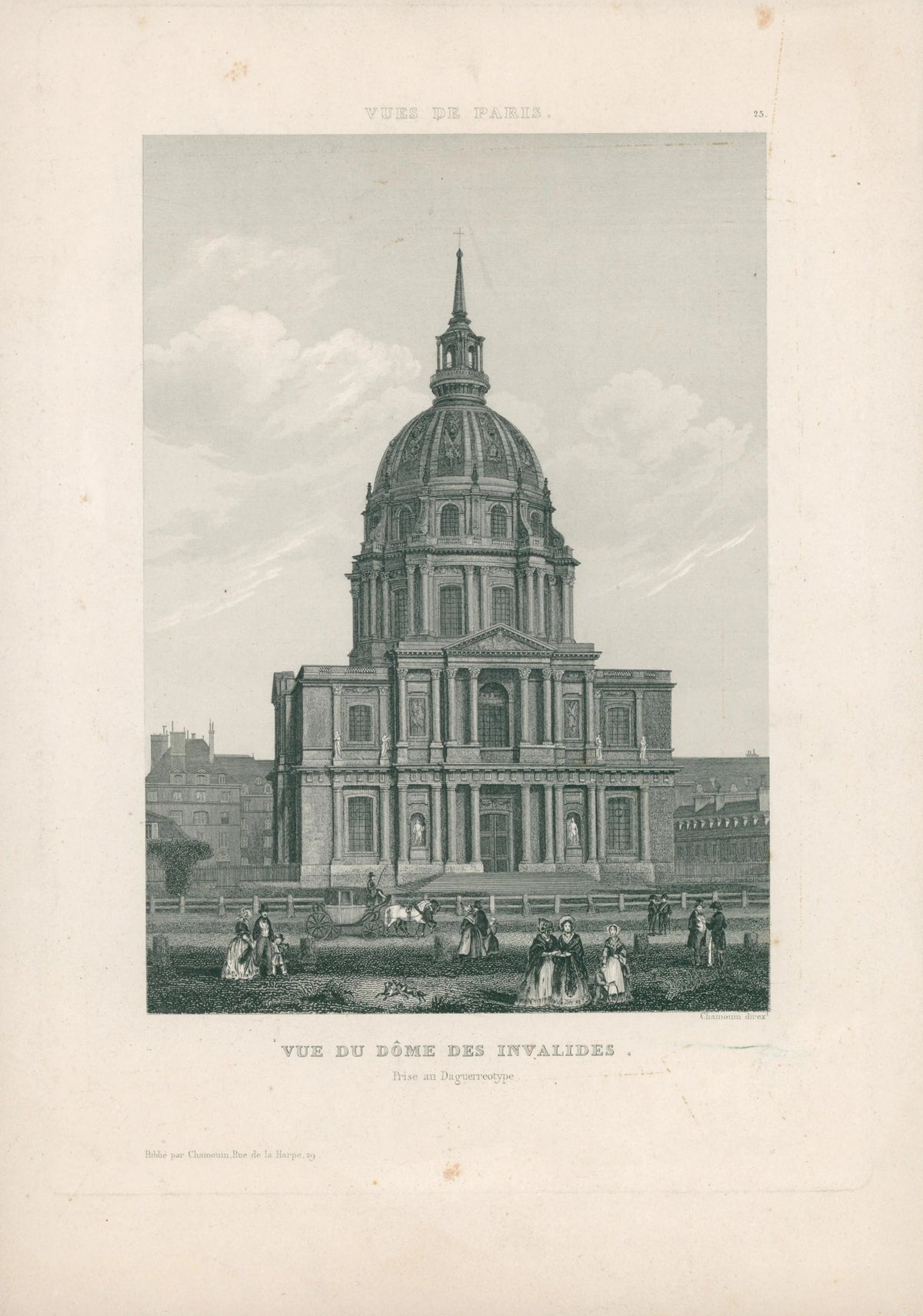 Dôme des Invalides, Steel Engraving - Original Antique Print: