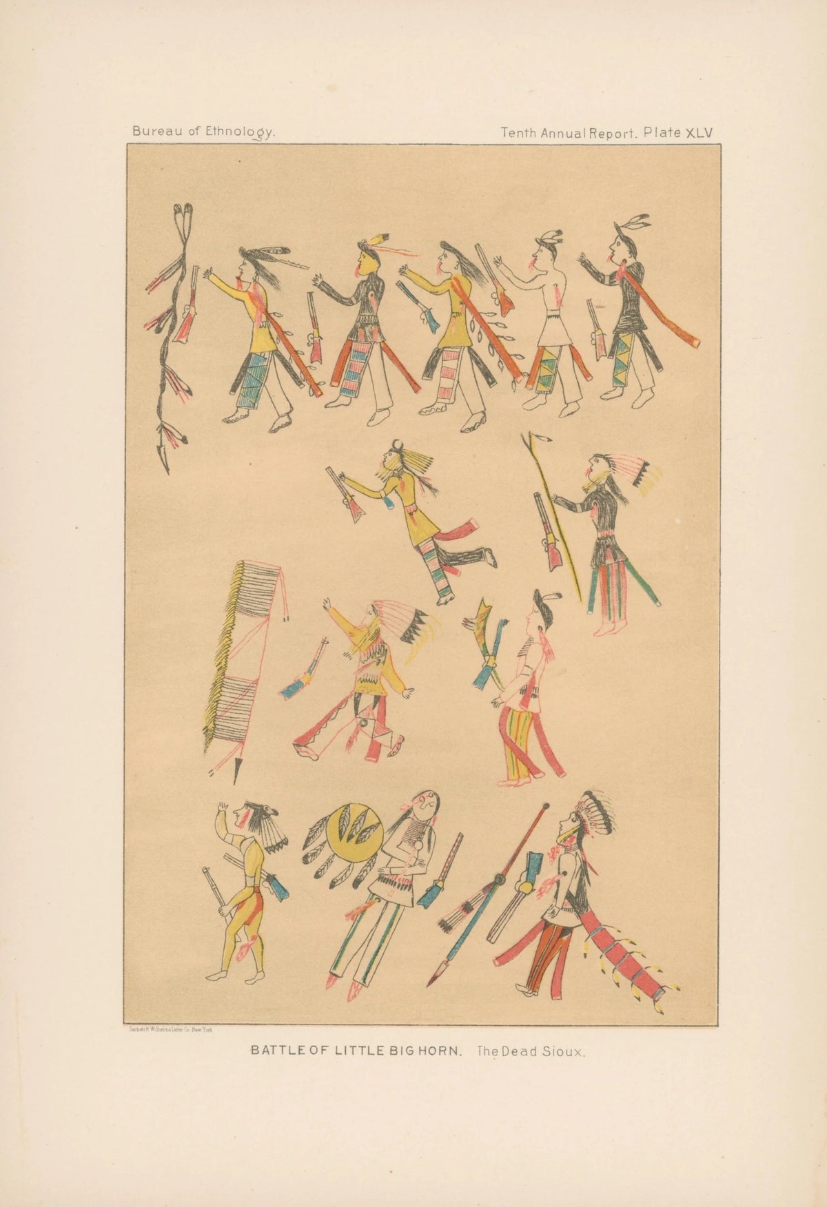 The Dead Sioux, Battle of Little Bighorn - Original Antique Print: