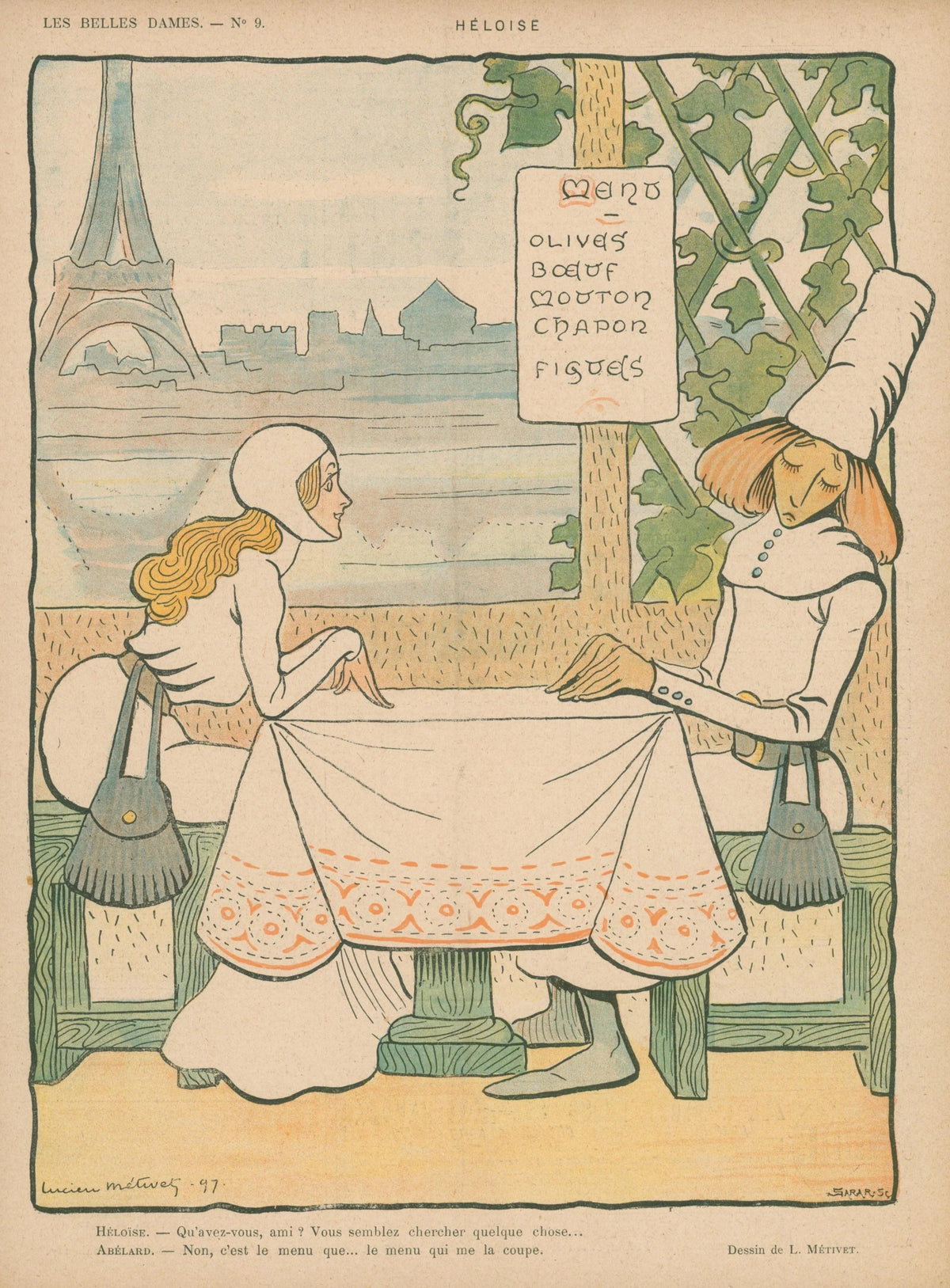 Lunch in Paris, Le Rire - Original Vintage Illustration