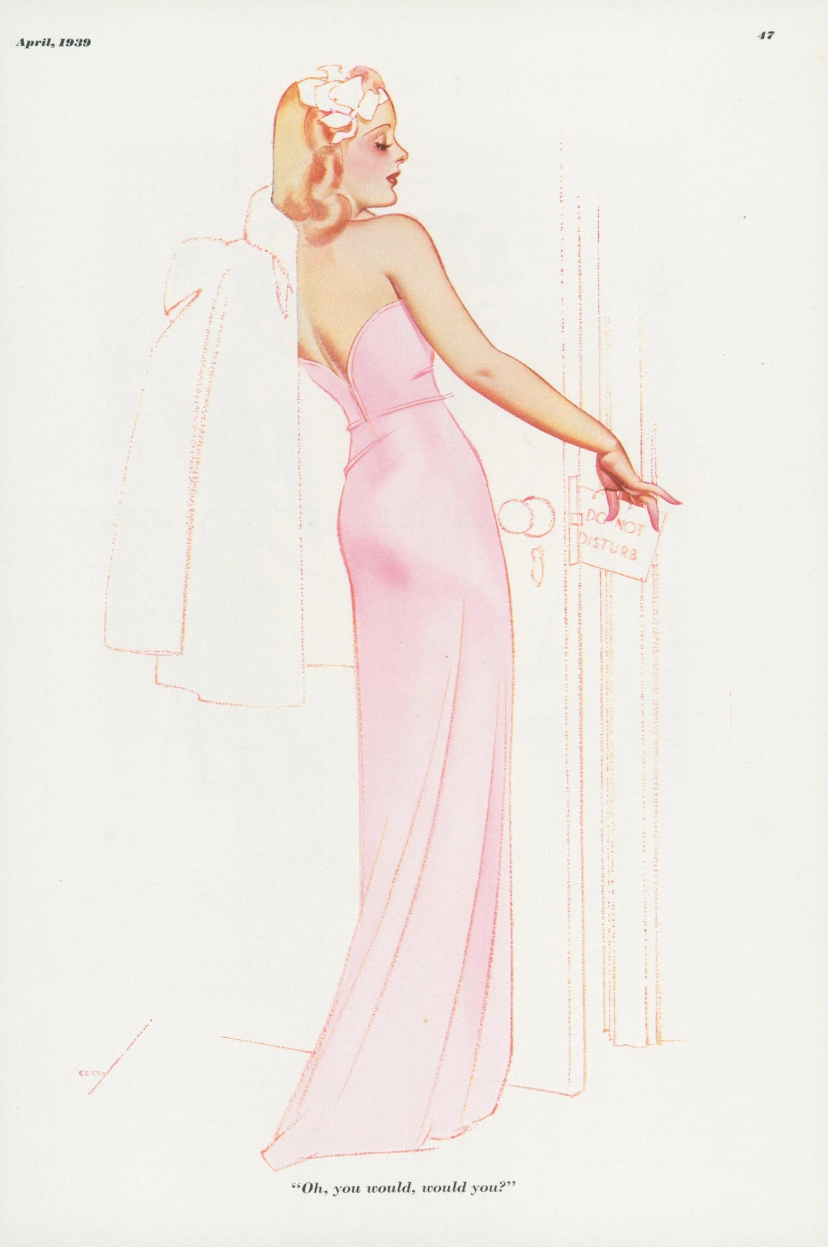 Do Not Disturb by George Petty - Original Vintage Illustration