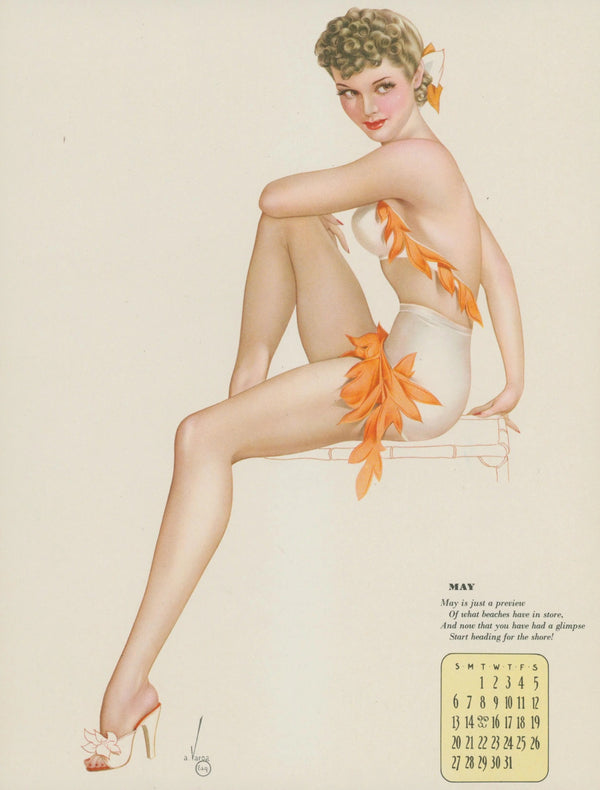 May, Esquire Calendar by Varga - Original Vintage Illustration