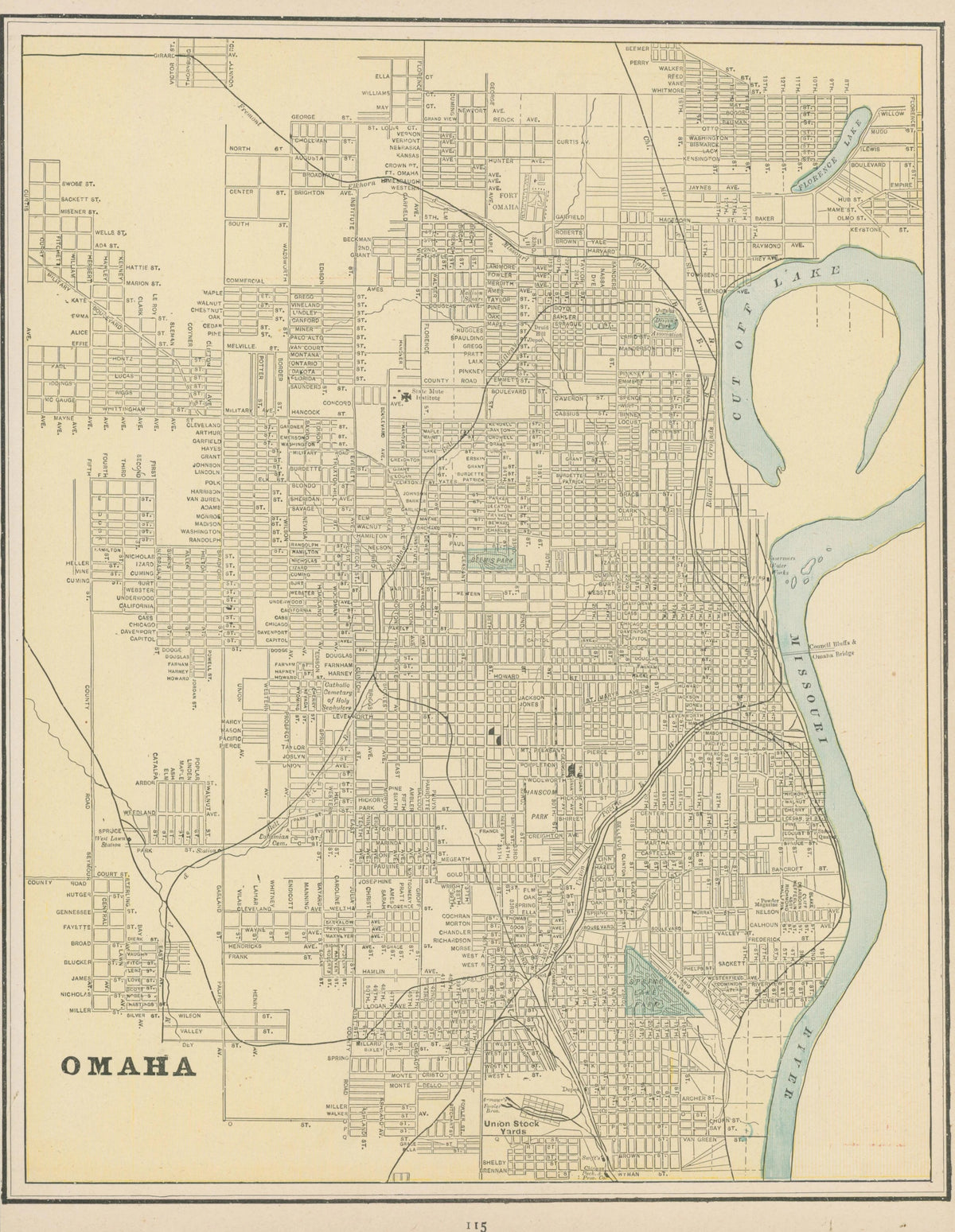 Omaha- Cram's Atlas - Original Vintage Map