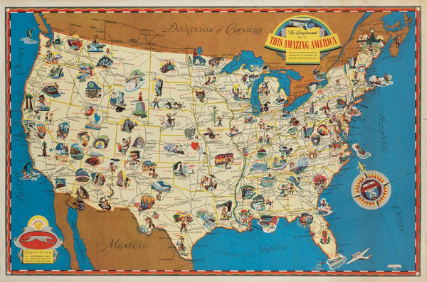 Greyhound Map of America - Original Vintage Poster