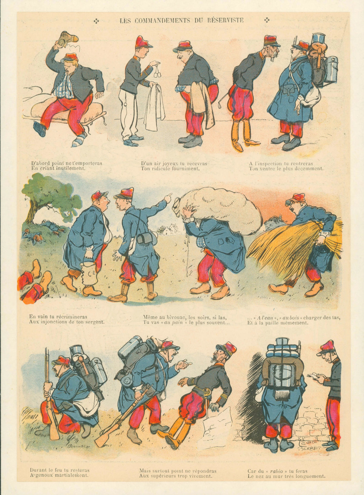 Les Commandements du Réserviste, Le Rire - Original Vintage Illustration