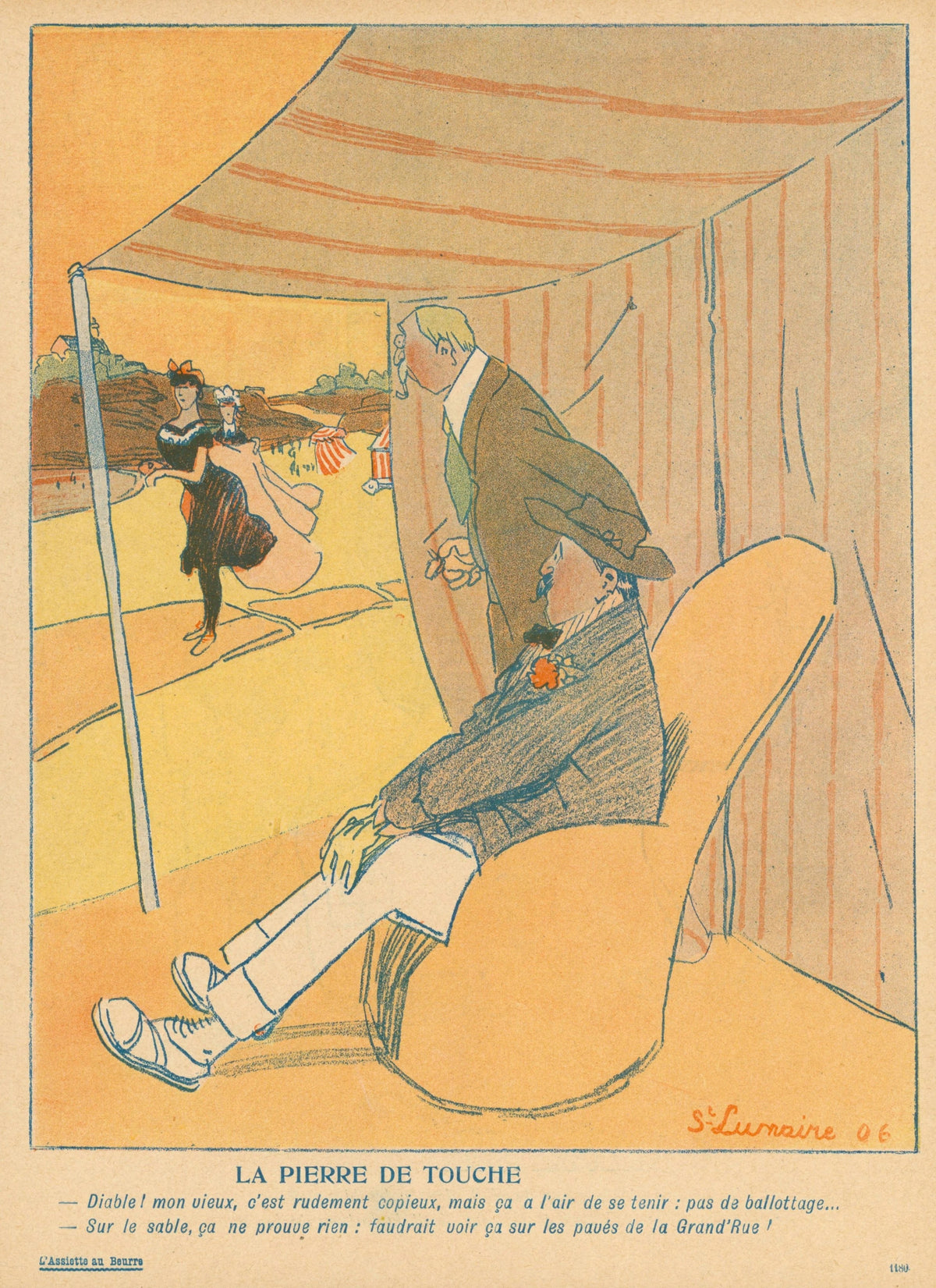 The Touchstone, L'Assiette au Beurre. - Original Vintage Illustration