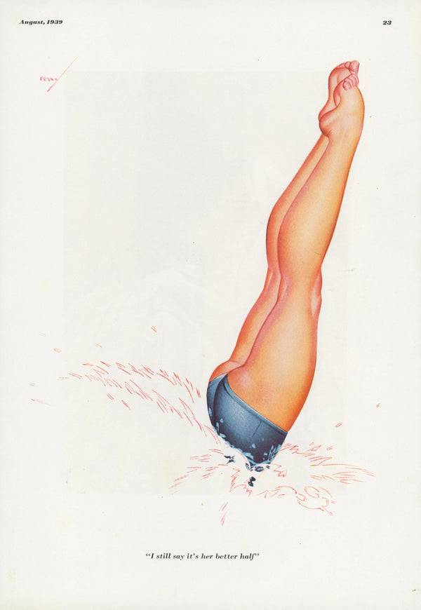 Making a Splash by George Petty - Original Vintage Illustration