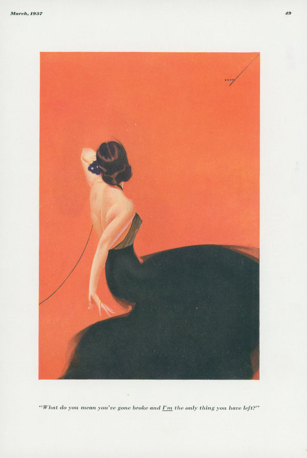 You're Broke by George Petty - Original Vintage Illustration
